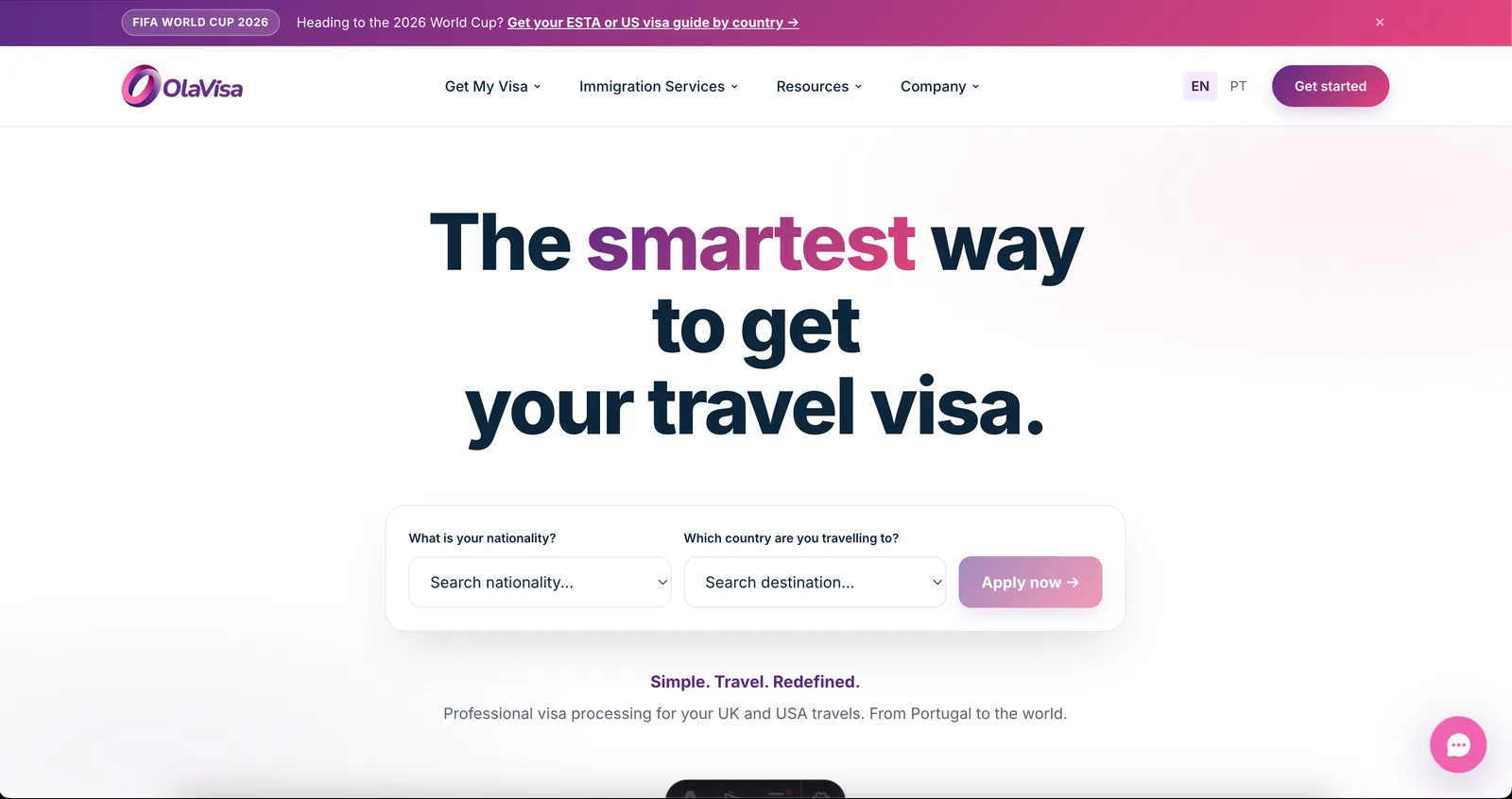 OlaVisa website, built on VisaCRM
