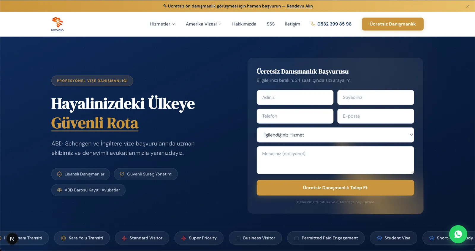 RotaVisa website, built on VisaCRM