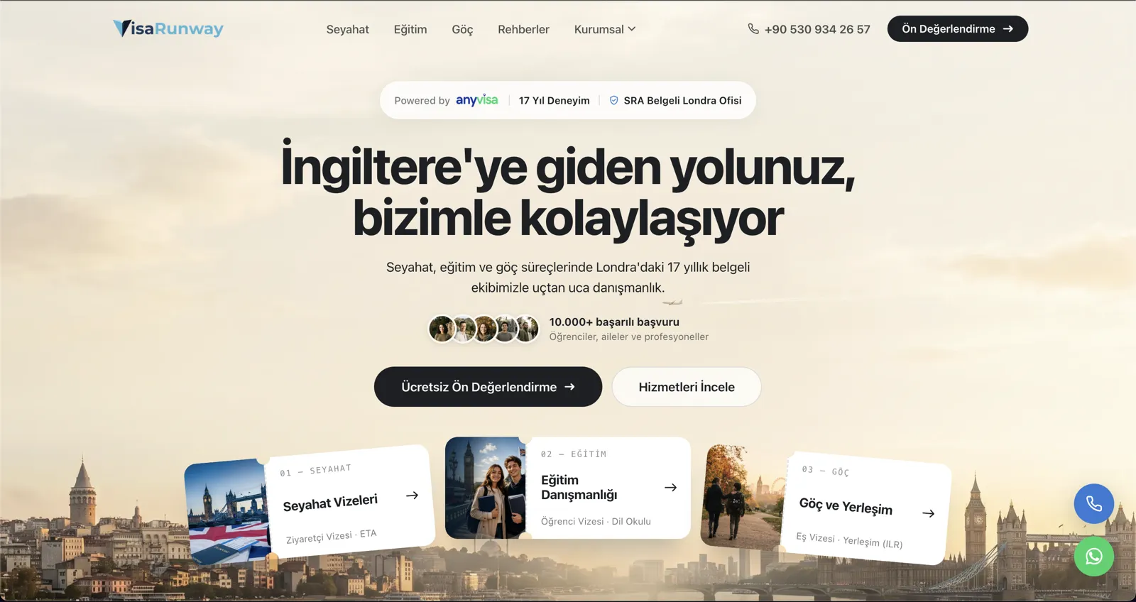 Visarunway website, built on VisaCRM